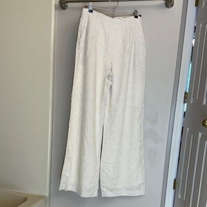 Aakaa Cream Linen Wide-Leg Trousers